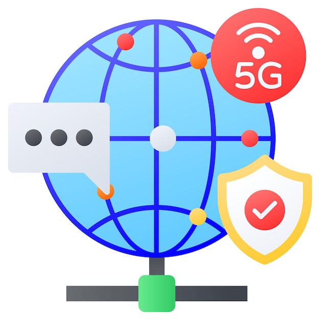 El concepto de conexiones de red 5G seguras T5 Broadband Line diseño de iconos de color vectorial servidor de alojamiento web