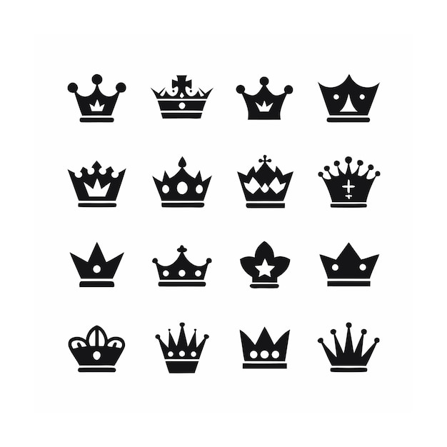 Concepto de conjunto de iconos de corona o Coronet