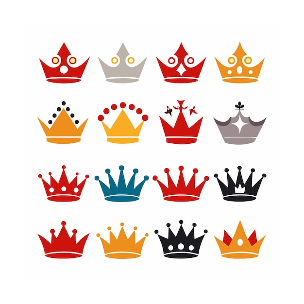 Concepto de conjunto de iconos de corona o Coronet