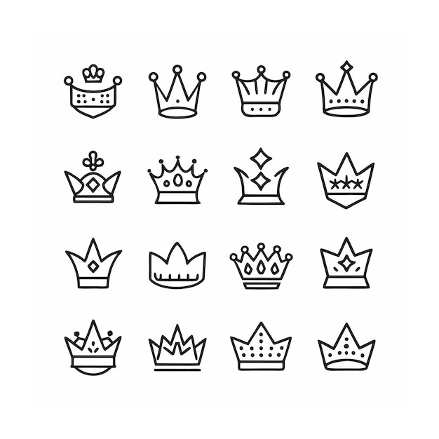 Concepto de conjunto de iconos de corona o Coronet