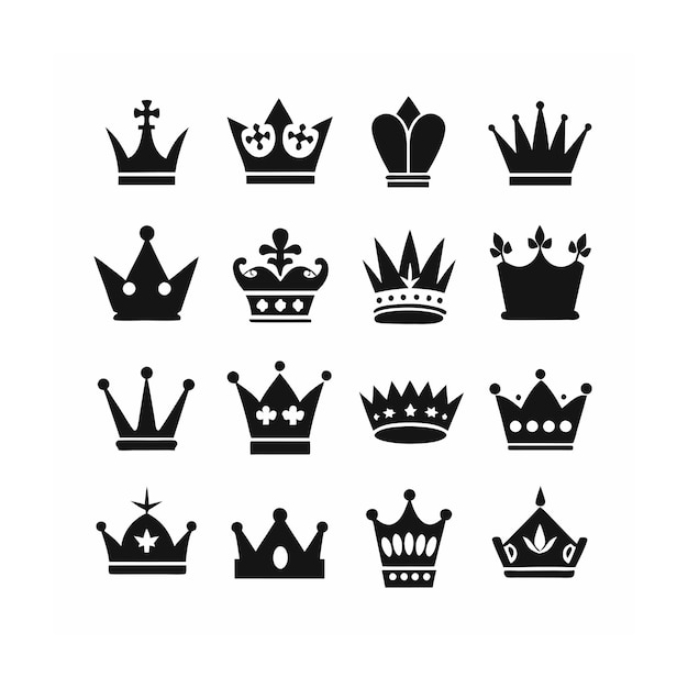 Concepto de conjunto de iconos de corona o Coronet