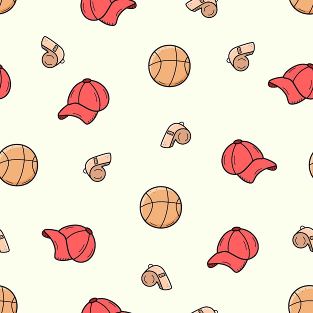 Concepto de conjunto de iconos de doodle de deportes de patrones sin fisuras elementos de diseño de un deporte invierten un estilo de vida saludable ilustración vectorial