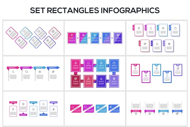 Concepto de conjuntos de rectángulos para infografías Visualización de datos empresariales