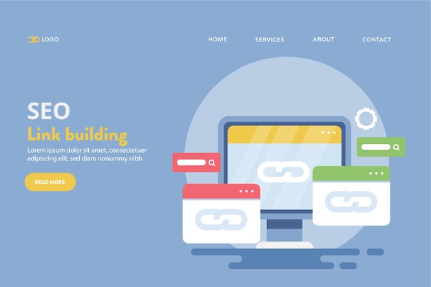 Concepto de construcción de enlaces SEO