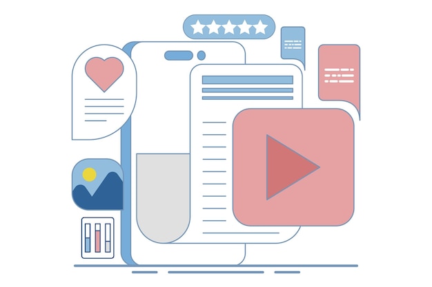 Concepto de contenido de video para el marketing de contenido en redes sociales o Contenido que atrae gustos