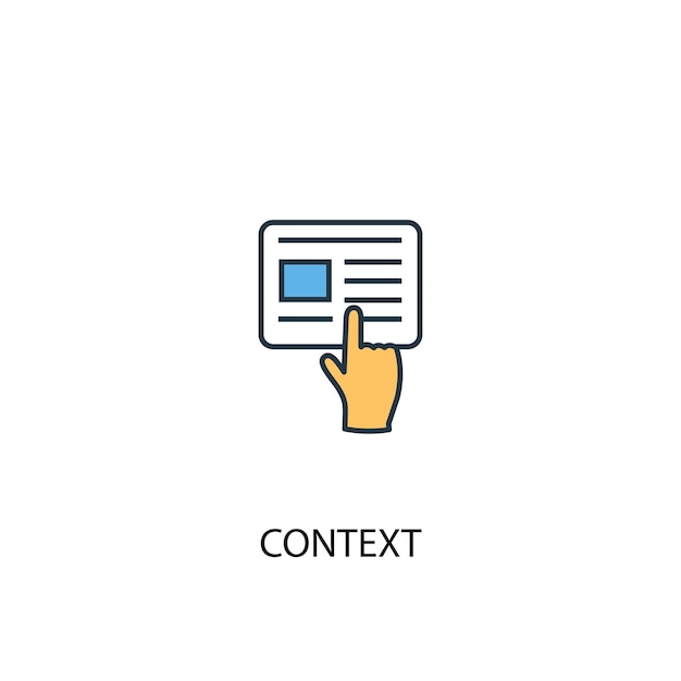 Concepto de contexto 2 icono de línea de color. Ilustración simple elemento amarillo y azul. diseño de símbolo de esquema de concepto de contexto