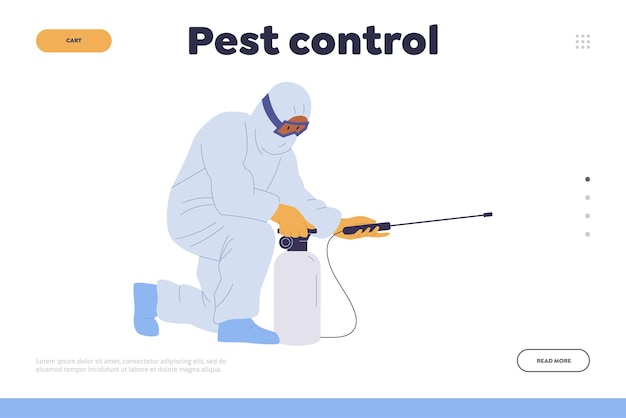 Vector concepto de control de plagas para la página de destino que ofrece un entorno de vida saludable en el hogar o la oficina