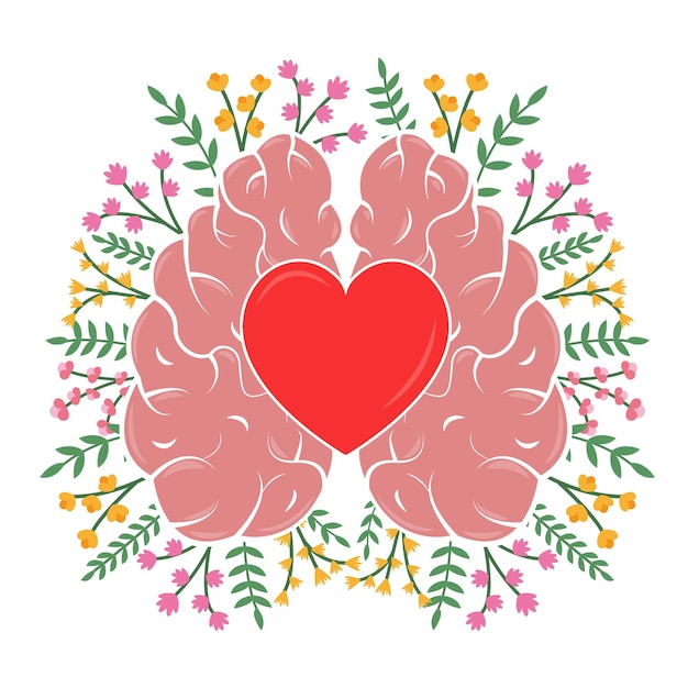 Concepto de corazón y cerebro Cociente emocional e inteligencia Icono y logotipo Emociones