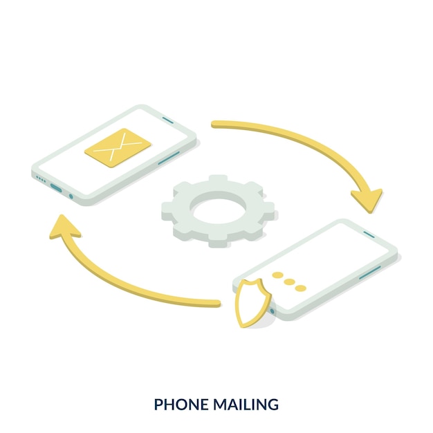 Concepto de correo telefónico Ilustración vectorial isométrica