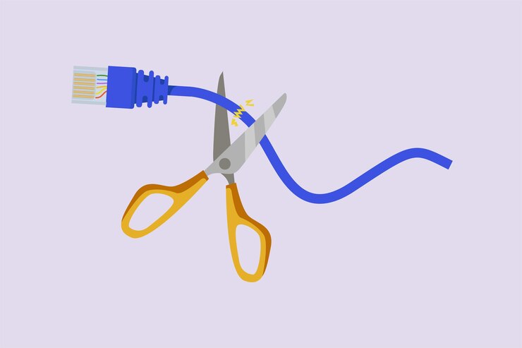 Vector concepto de corte de cable ilustración de vector plano coloreado aislado