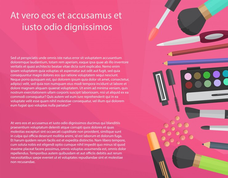 Vector concepto de cosméticos de colores con texto