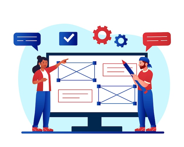 Vector concepto de creación de prototipos de sitios web