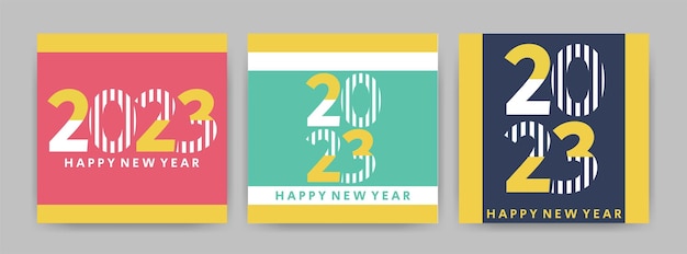 Concepto creativo de 2023 Carteles de feliz año nuevo conjunto Vector