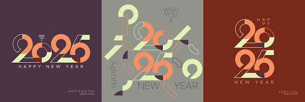 Concepto creativo de 2025 año nuevo con número y línea únicos Feliz celebración del año nuevo 2025