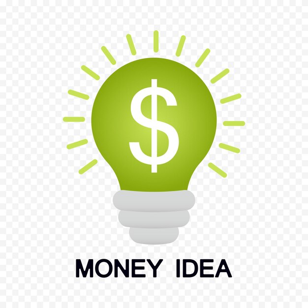 El concepto creativo de la bombilla y el símbolo de la idea del dólar Ilustración vectorial