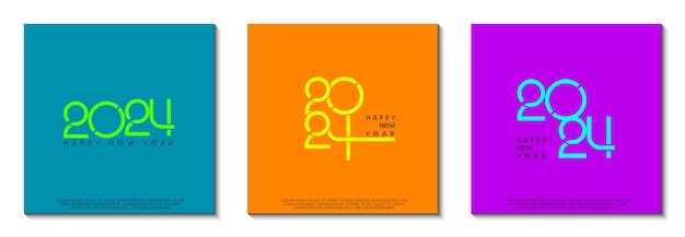 Concepto creativo de la colección de carteles de Feliz Año Nuevo 2024