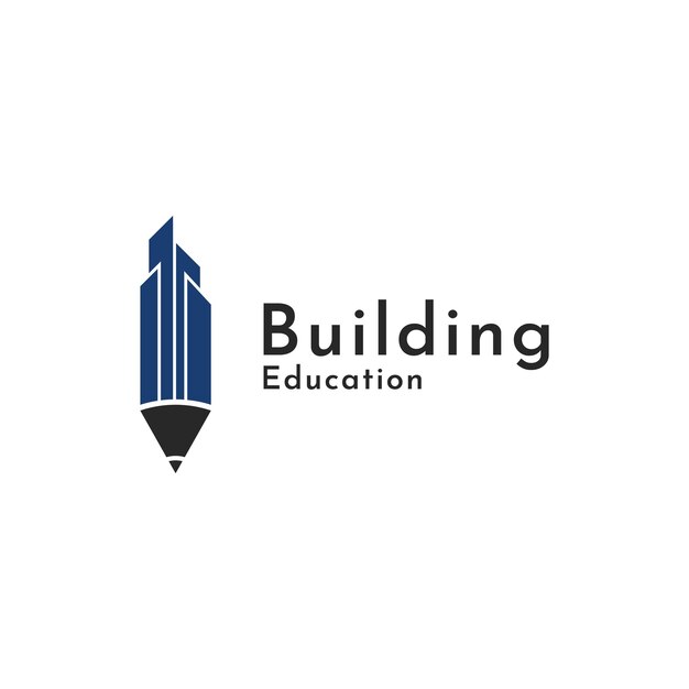 Vector concepto creativo del diseño del logotipo del edificio del lápiz para la educación