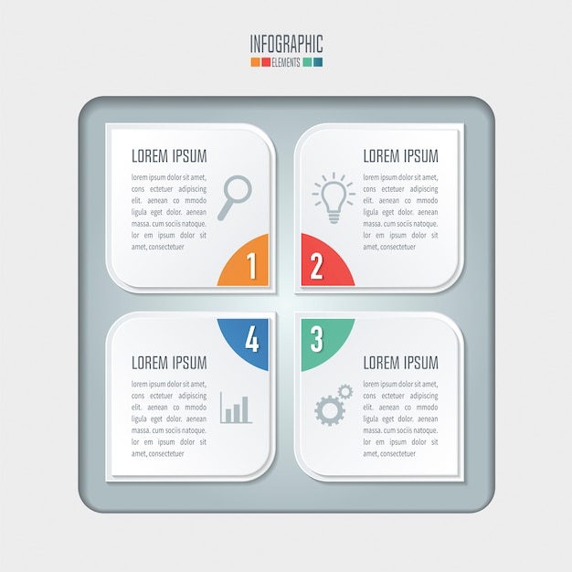 Concepto creativo para infografía. concepto de negocio con 4 opciones, pasos o procesos.