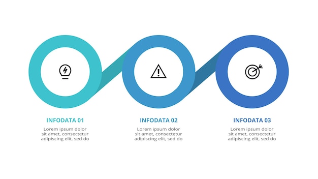 Vector concepto creativo para infografía con opciones de 3 pasos partes o procesos visualización de datos comerciales