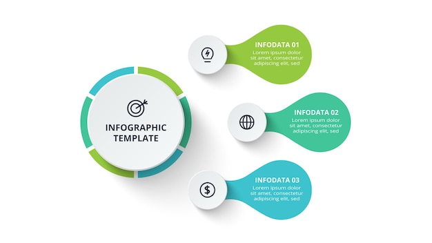 Concepto creativo para infografía con opciones de 3 pasos partes o procesos Visualización de datos comerciales