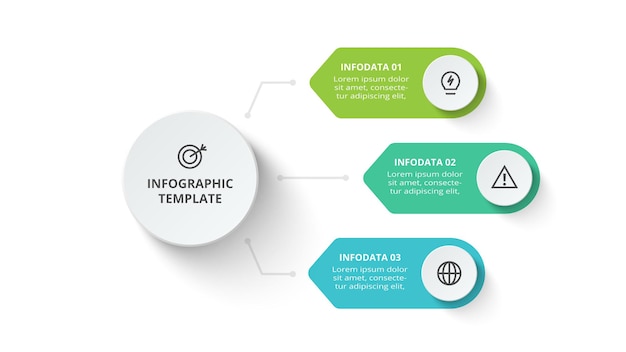 Concepto creativo para infografía con opciones de 3 pasos partes o procesos Visualización de datos comerciales