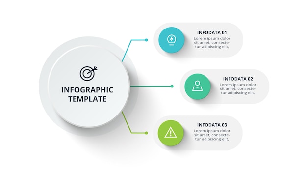 Concepto creativo para infografía con opciones de 3 pasos partes o procesos Visualización de datos comerciales