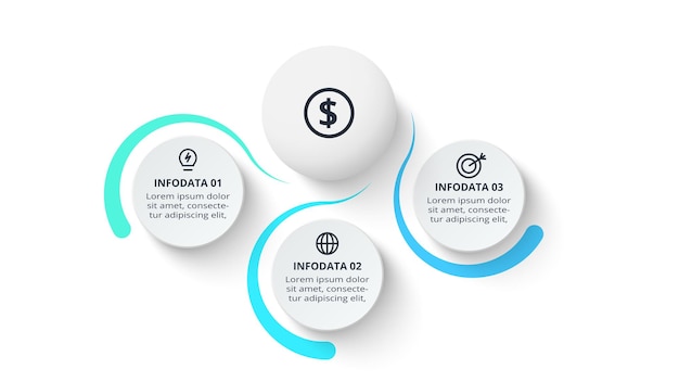 Concepto creativo para infografía con opciones de 3 pasos partes o procesos Visualización de datos comerciales