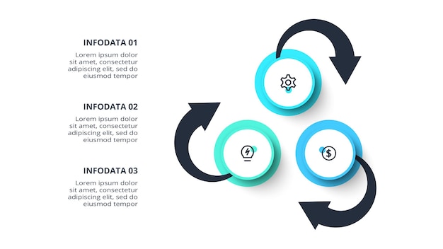 Concepto creativo para infografía con opciones de 3 pasos partes o procesos Visualización de datos comerciales