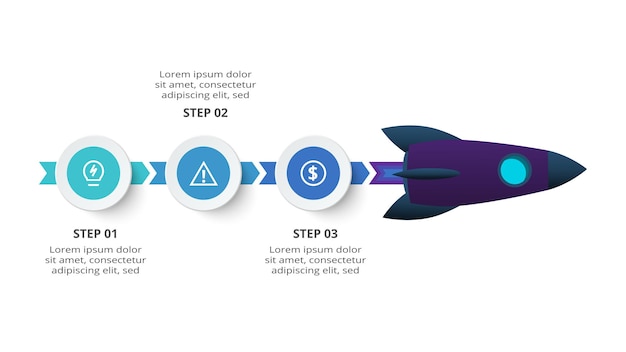 Concepto creativo para infografía con opciones de 3 pasos, partes o procesos.