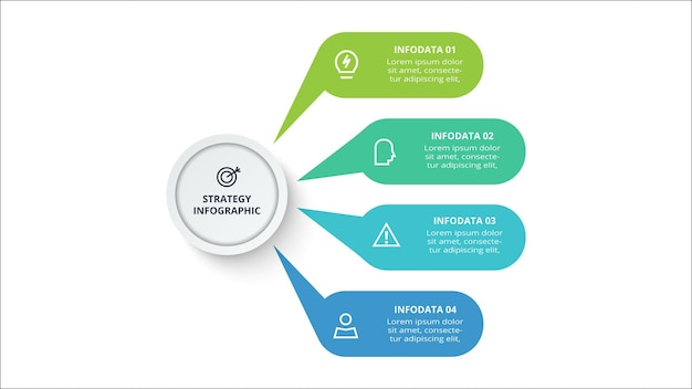 Concepto creativo para infografía con opciones de 4 pasos partes o procesos Datos empresariales visualizados