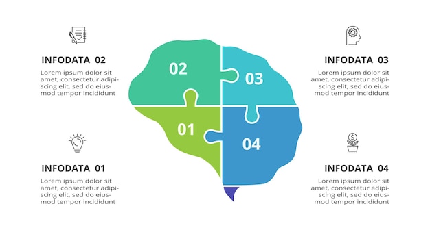 Concepto creativo para infografía con opciones de 4 pasos, partes o procesos Visualización de datos comerciales