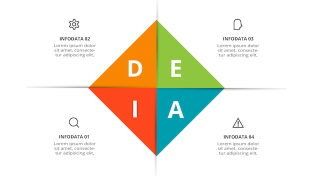 Vector concepto creativo para infografía con opciones de 4 pasos, partes o procesos visualización de datos comerciales