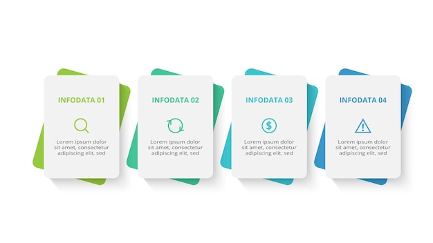 Concepto creativo para infografía con opciones de 4 pasos, partes o procesos Visualización de datos comerciales