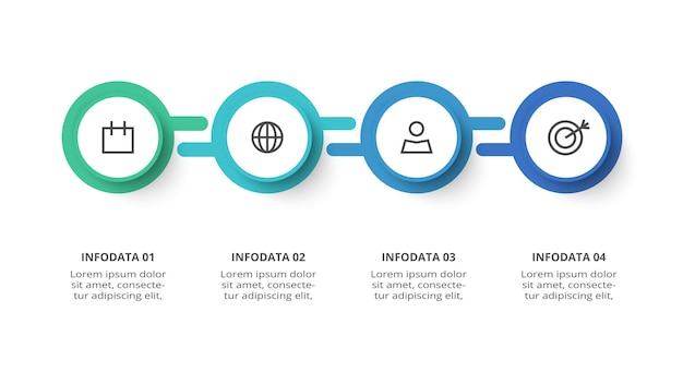 Concepto creativo para infografía con opciones de 4 pasos, partes o procesos Visualización de datos comerciales