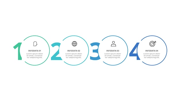 Concepto creativo para infografía con opciones de 4 pasos, partes o procesos Visualización de datos comerciales