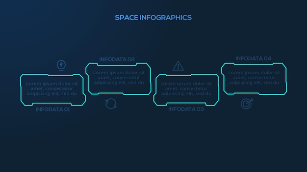 Concepto creativo para infografía con opciones de 4 pasos, partes o procesos Visualización de datos comerciales
