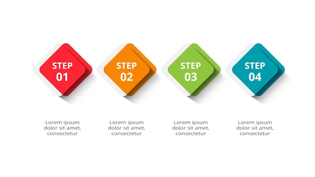 Concepto creativo para infografía con opciones de 4 pasos, partes o procesos.