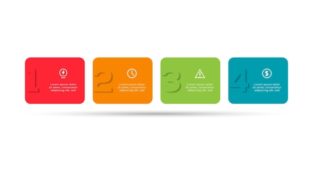 Concepto creativo para infografía con opciones de 4 pasos, partes o procesos.