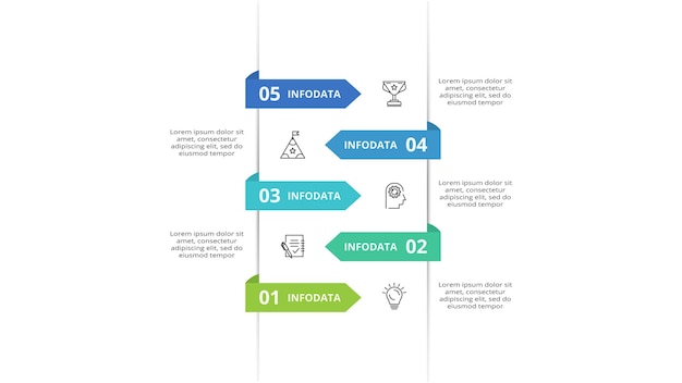 Concepto creativo para infografía con opciones de 5 pasos, partes o procesos Visualización de datos comerciales