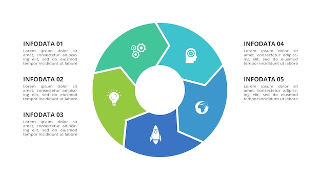 Concepto creativo para infografía con opciones de 5 pasos, partes o procesos Visualización de datos comerciales