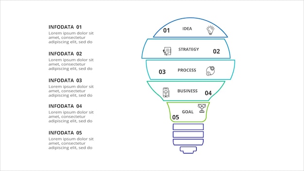 Concepto creativo para infografía con opciones de 5 pasos, partes o procesos visualización de datos comerciales