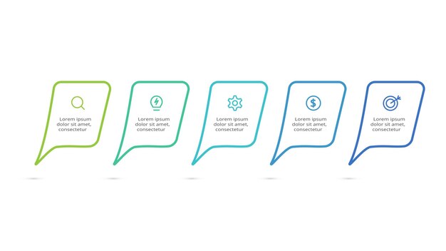 Concepto creativo para infografía con opciones de 5 pasos, partes o procesos Visualización de datos comerciales