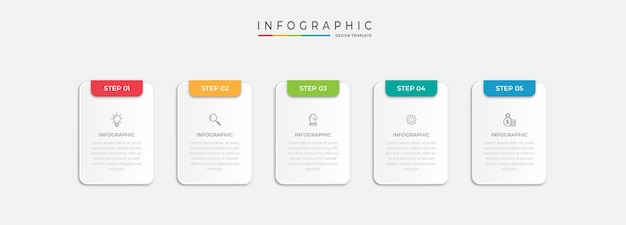 Concepto creativo para infografía con opciones de 5 pasos, partes o procesos Visualización de datos comerciales