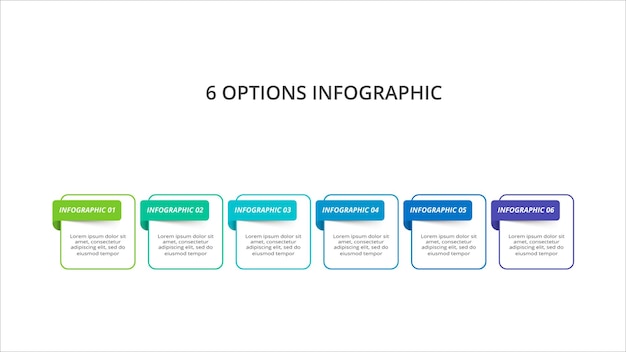 Concepto creativo para infografía con opciones de 6 pasos, partes o procesos visualización de datos comerciales