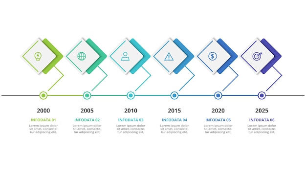 Concepto creativo para infografía con opciones de 6 pasos, partes o procesos Visualización de datos comerciales