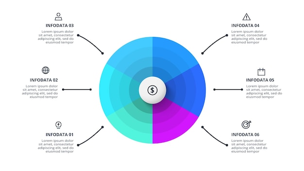 Concepto creativo para infografía con opciones de 6 pasos partes o procesos Visualización de datos empresariales
