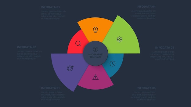 Concepto creativo para infografía con opciones de 6 pasos partes o procesos Visualización de datos empresariales