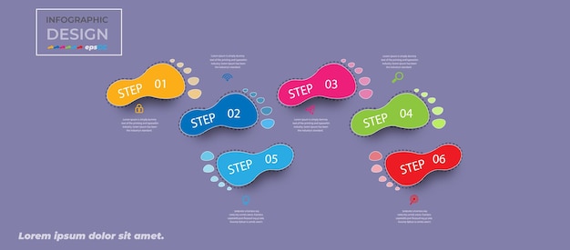 Concepto creativo para infografía con opciones de 6 pasos, partes o procesos.