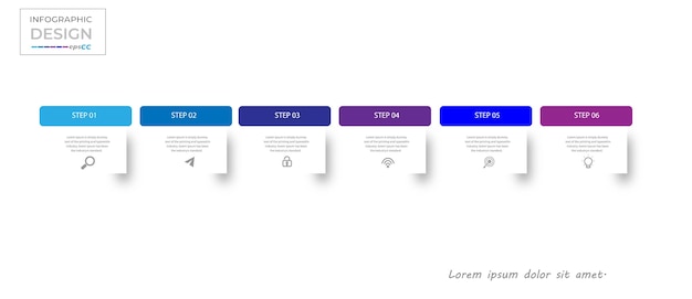 Concepto creativo para infografía con opciones de 6 pasos, partes o procesos.