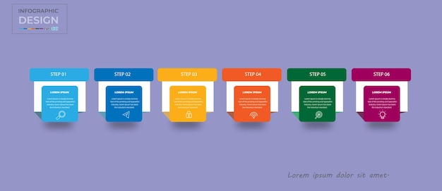 Concepto creativo para infografía con opciones de 6 pasos, partes o procesos.